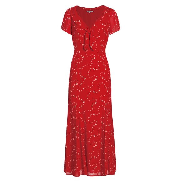 NWT Reformation  Talleen Floral Tie-Neck Midi-Dress - Picture 3 of 12